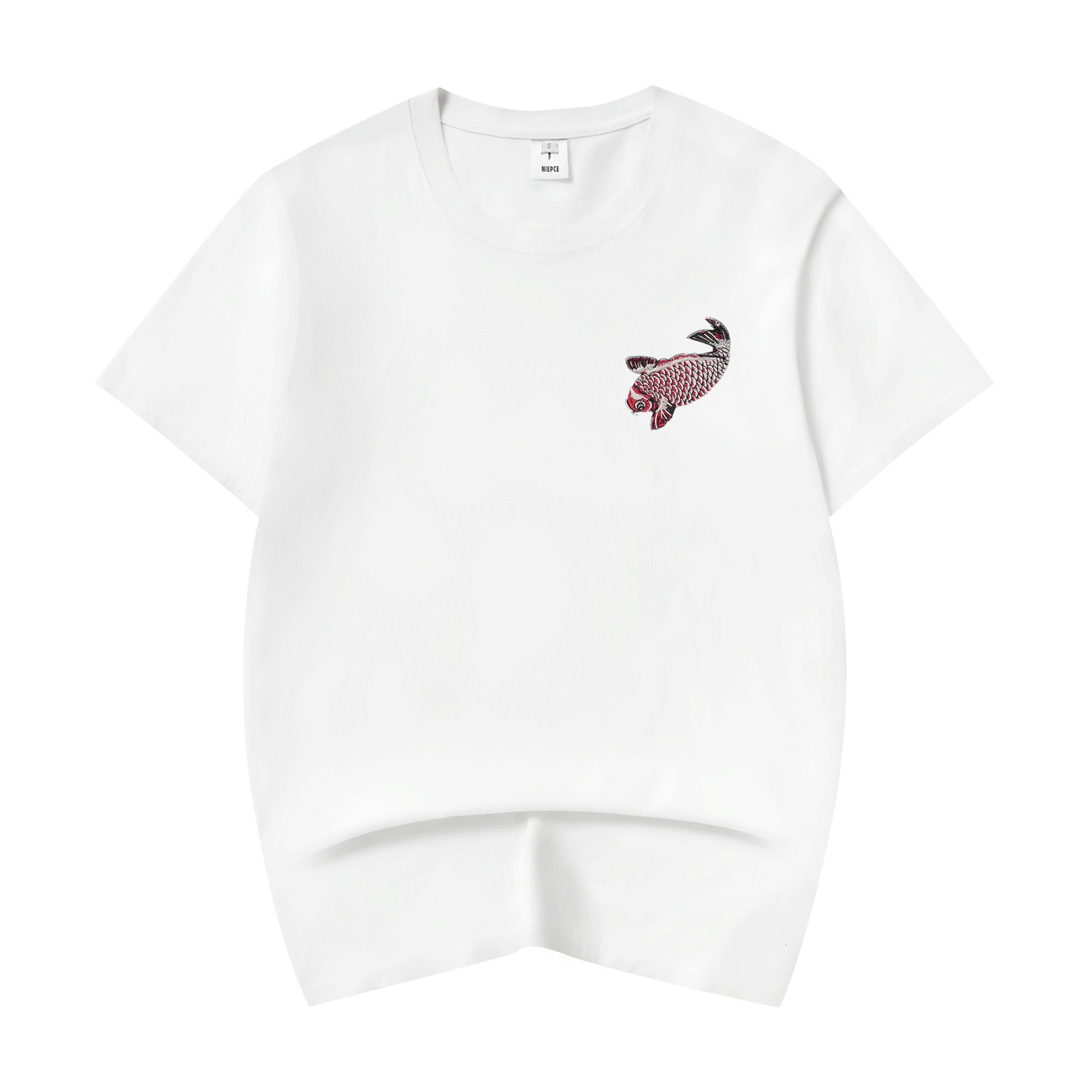 ET520 Red Koi Wave Rider Embroidered Tee Niepce