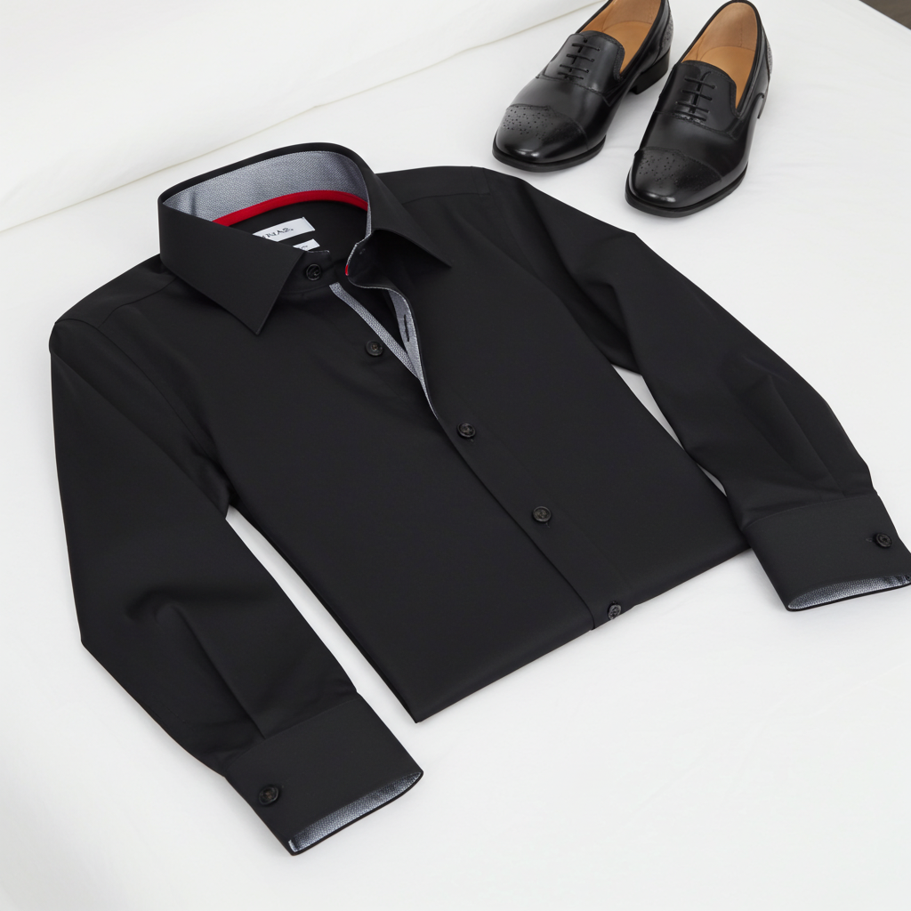 Richard Button-Up Shirt With Contrast Details // Black // Contemporary Fit (Regular) LEVINAS® Official