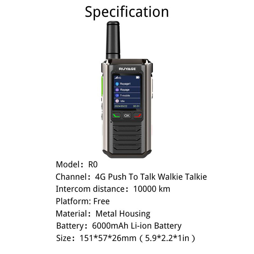 Ruyage R0 Nationwide Lte Two Way Radios Lifetime Free Unlimited Range Rechargeable Global 4g Poc,Portable Walkie Talkies Long Range for Adults Family Road Trip Truck Fleet 2 Pack Ruyage Radio