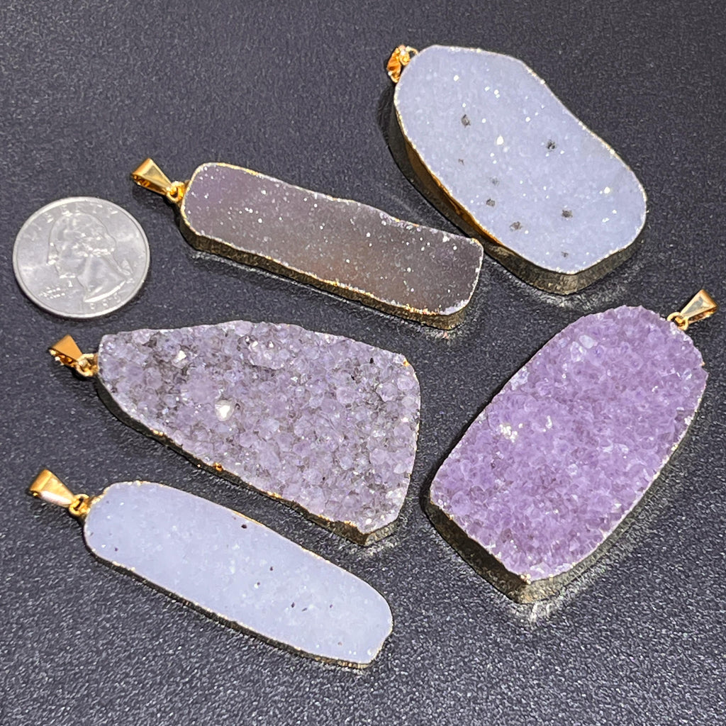 Large Druzy Crystal Statement Pendants (Gold Plated) Wholesale Amazing Crystals