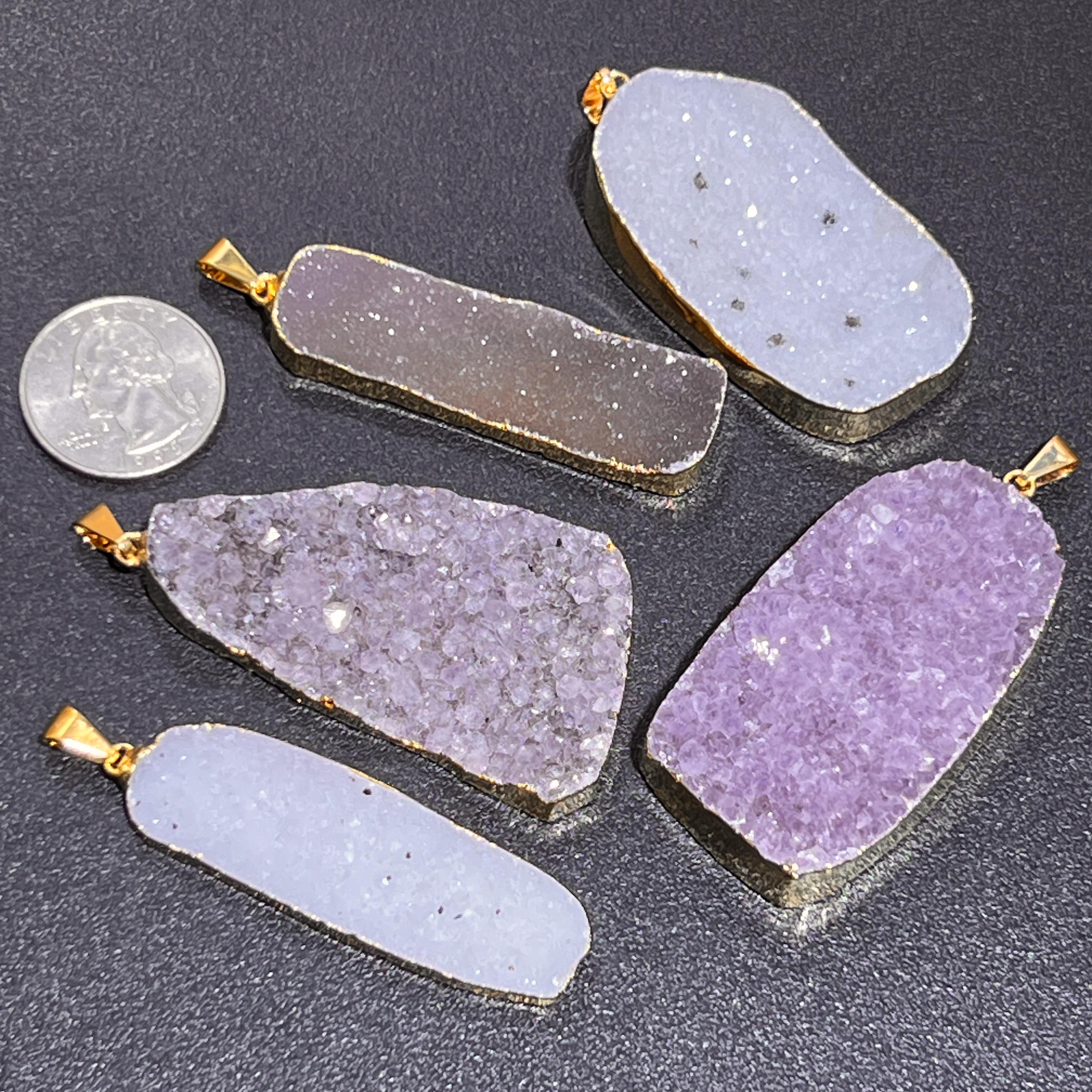 Large Druzy Crystal Statement Pendants (Gold Plated) Wholesale Amazing Crystals