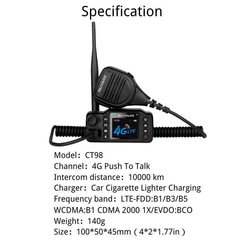 Ruyage Push-to-Talk Over Cellular Poc Mobile Radios with Sim Cards for Car Vehicle - Nationwide Communication Unlimited Range Walkie Talkies with Handheld Microphone 2 Pack Ruyage Radio