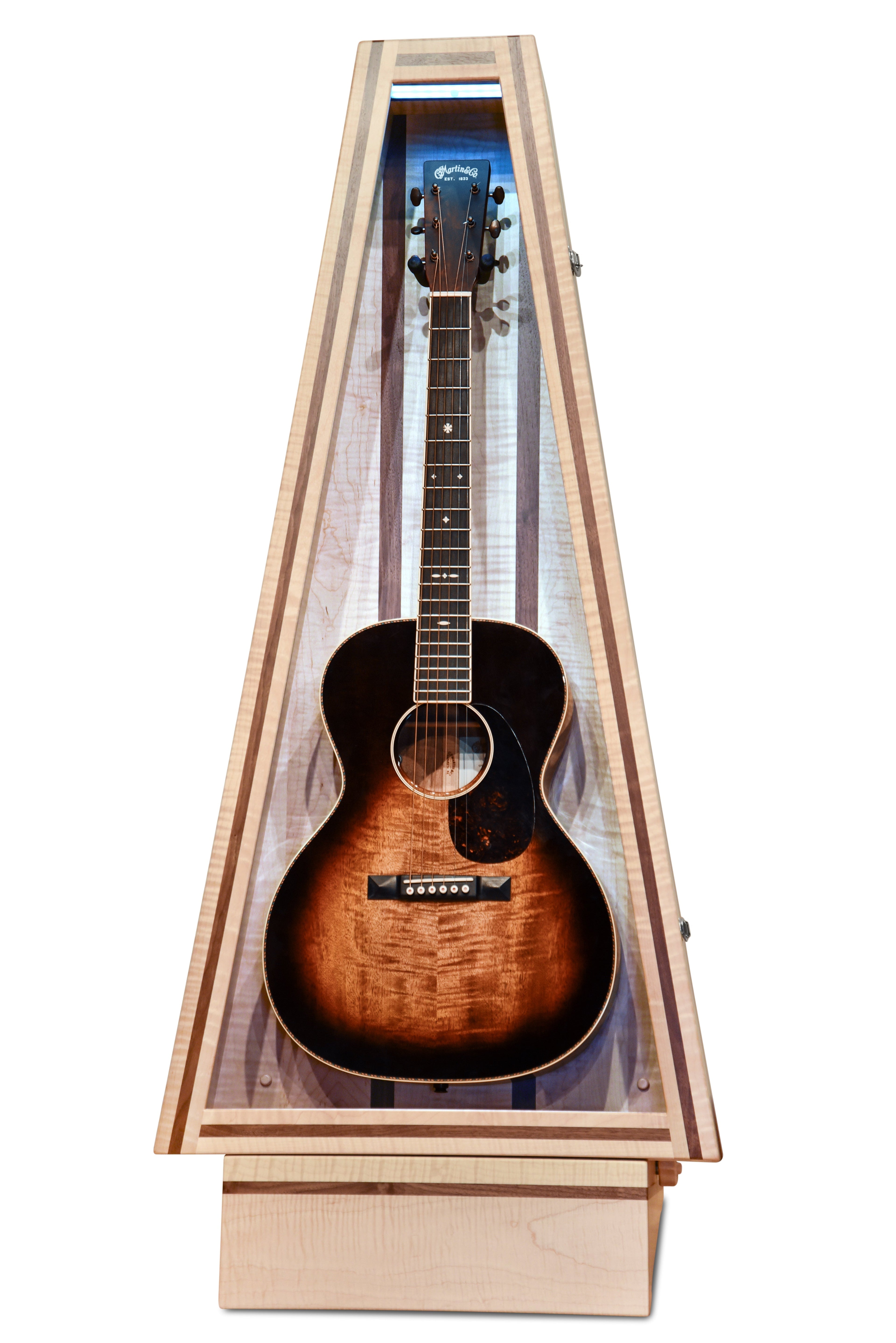ClimaStand Triangle Humidor with Base - Flamed Maple with Walnut Acoustic Remedy Cases