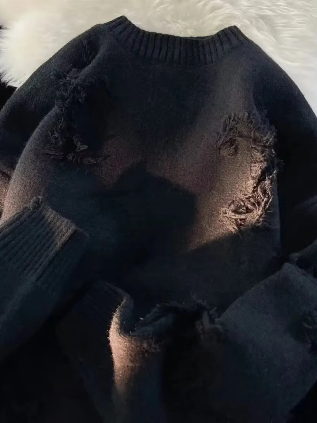 Men's Plus Size Distressed Knit Pullover Sweater NicholesGifts