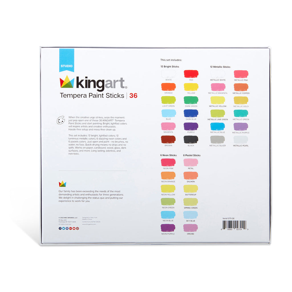 Tempera Paint Sticks 36 Colors KINGART