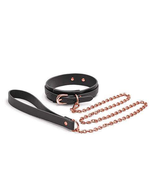 Bondage Couture Collar & Leash - Black Adult Toy Box
