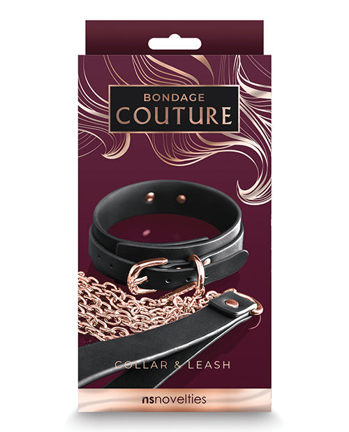 Bondage Couture Collar & Leash - Black Adult Toy Box