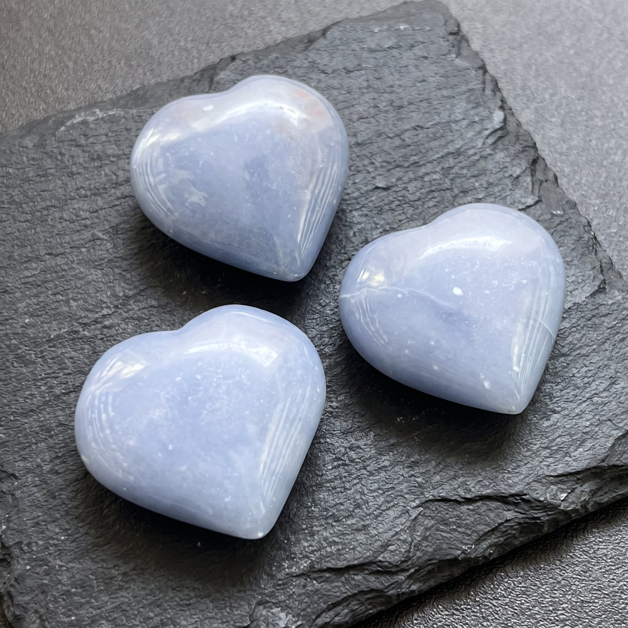 Blue Angelite Crystal Puffy Heart Carving Amazing Crystals