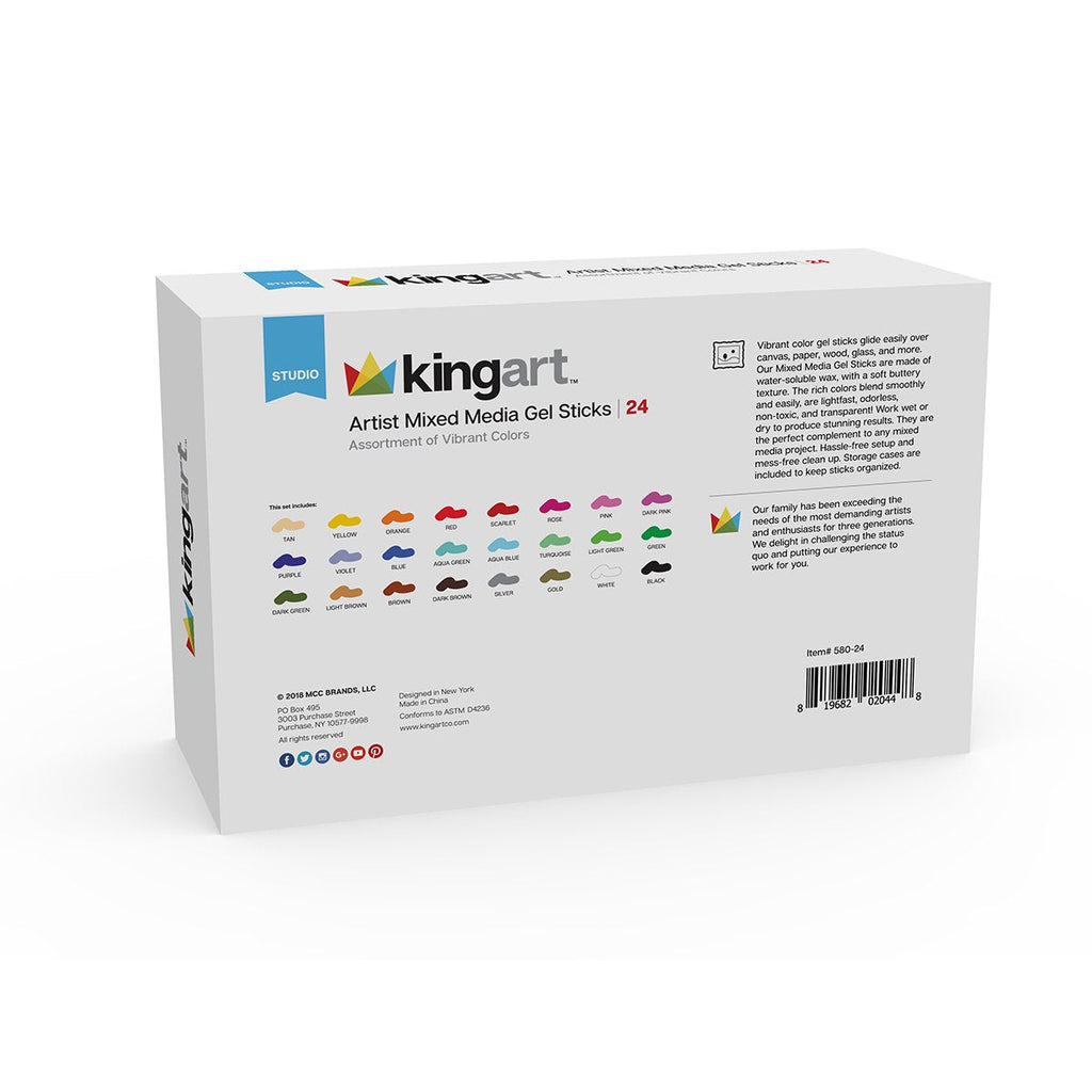 Gel Stick Crayons 24 Colors KINGART