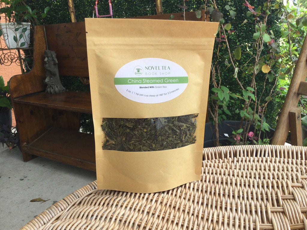 China Steamed Green Loose Leaf Tea Novel Tea Book Shop