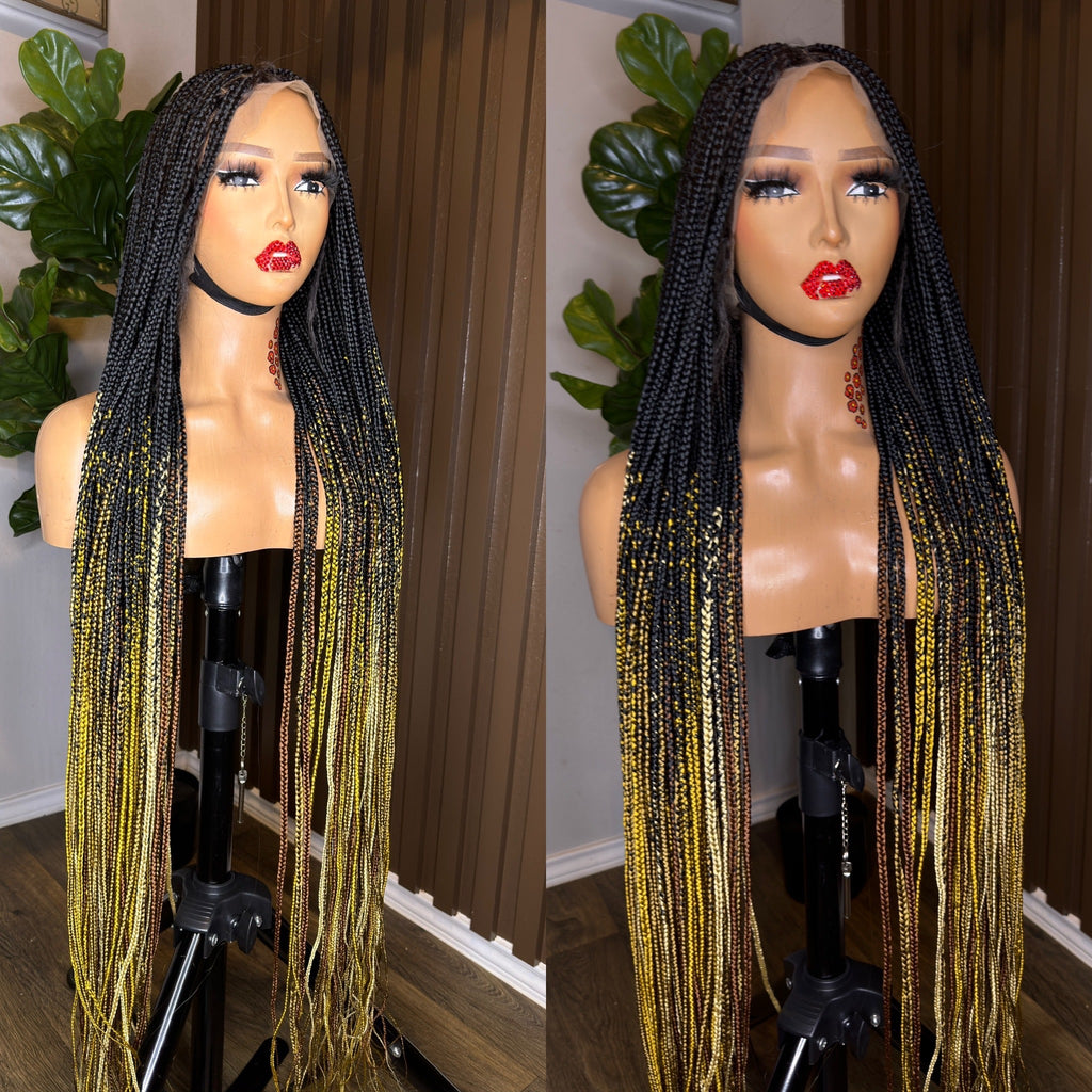 Omber mix court tips knotless braided wig HOL stores