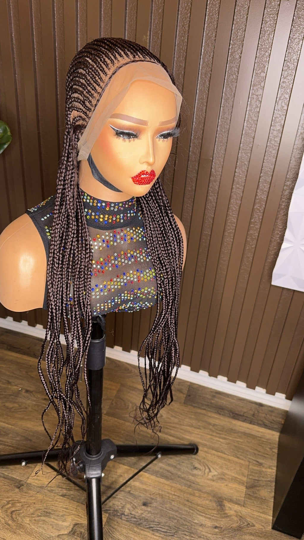 Brown cornrow braided wig HOL stores