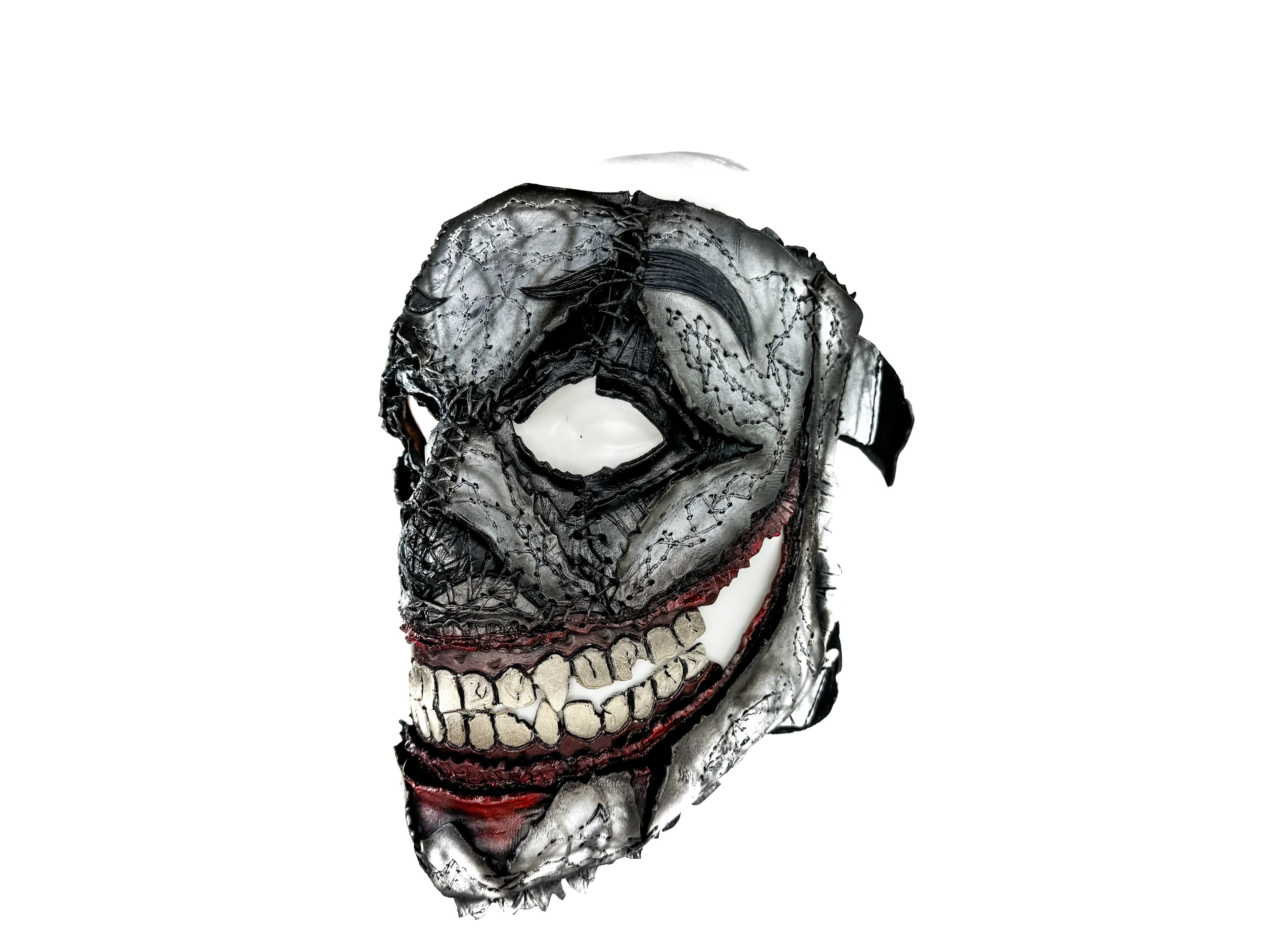 Genuine Leather Mask - GigaMyme Clown - Handmade Mime Full Face Cover for Halloween, Performance or Cosplay Costume Rockwell Masks