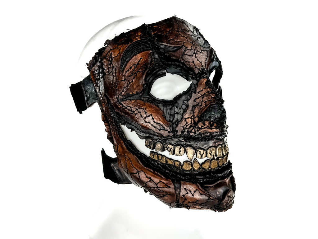Genuine Leather Mask - GigaMyme Leatherface Edition - Handmade Mime Full Face Cover for Halloween, Performance or Cosplay Costume Rockwell Masks
