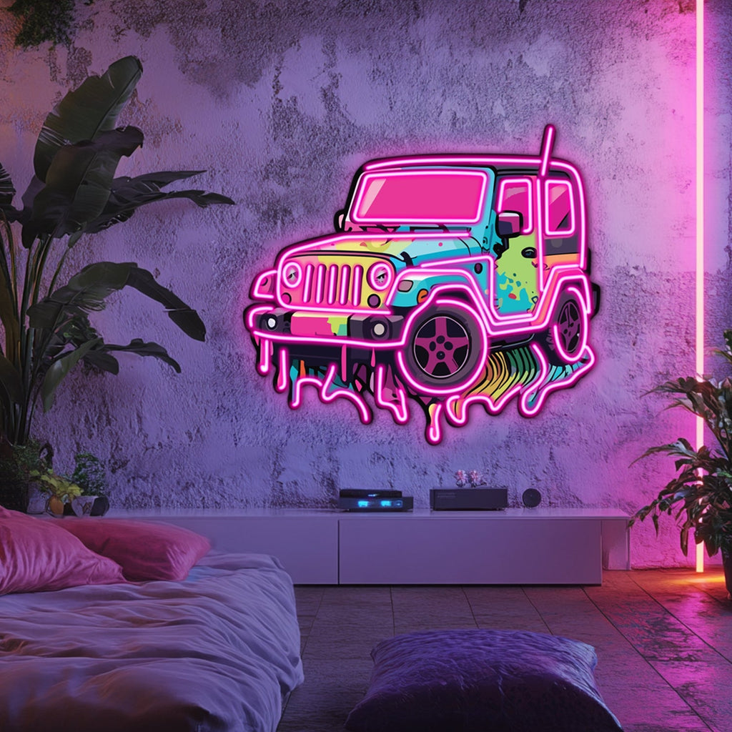 UV Printed Jeep Neon Wall Art- LV0078 Liviqon.co