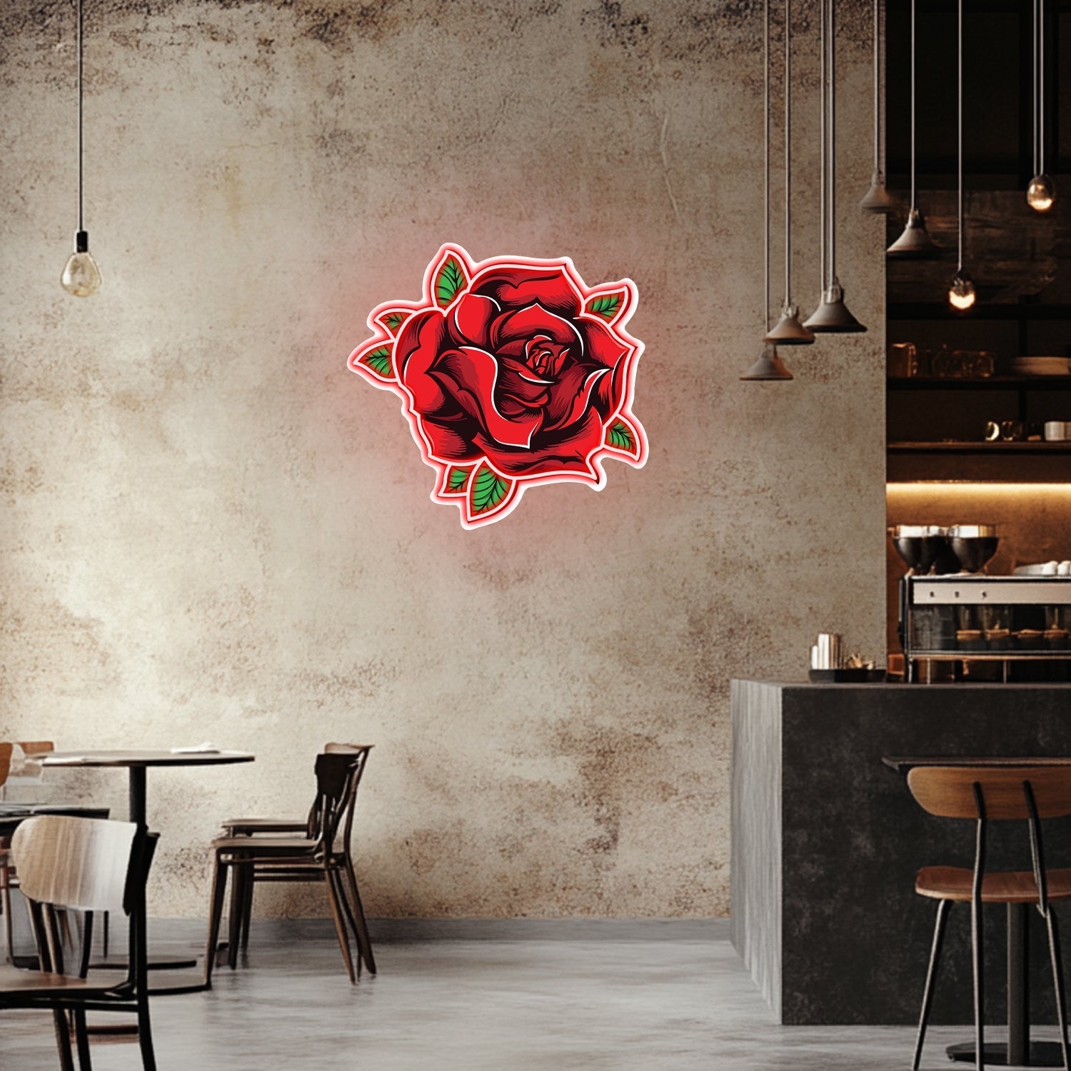 UV Printed Rose Neon Wall Art- LV0015 Liviqon.co