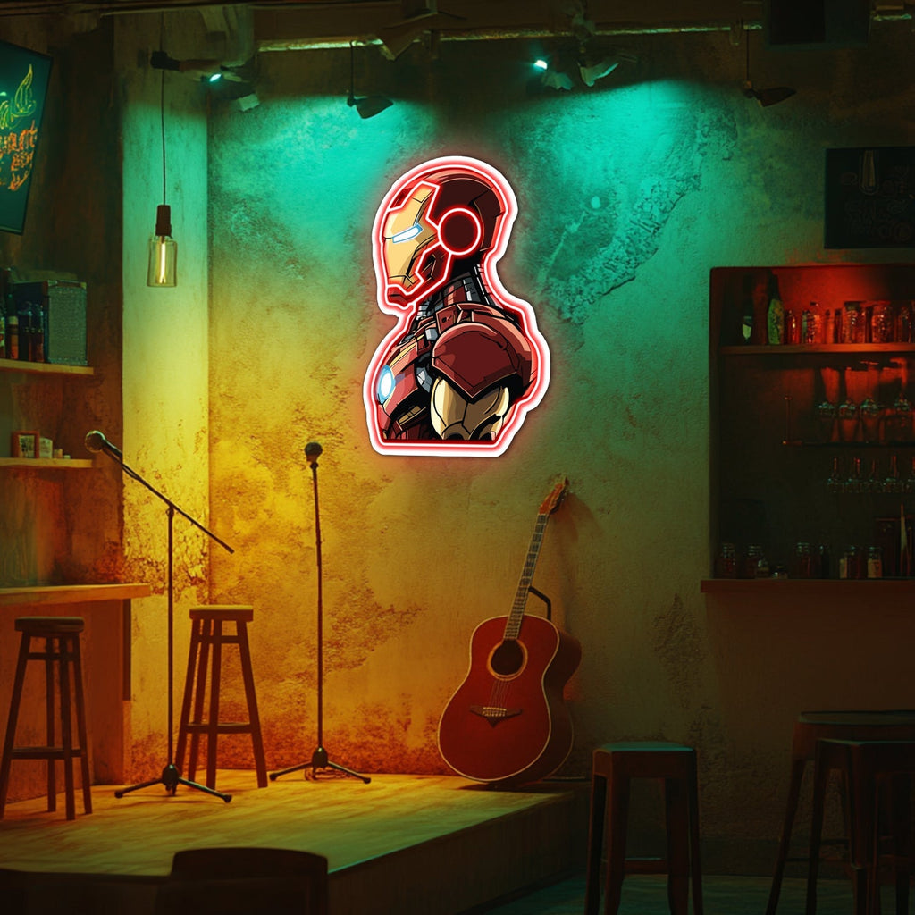 UV Printed Iron-Man Neon Wall Art- LV0076 Liviqon.co