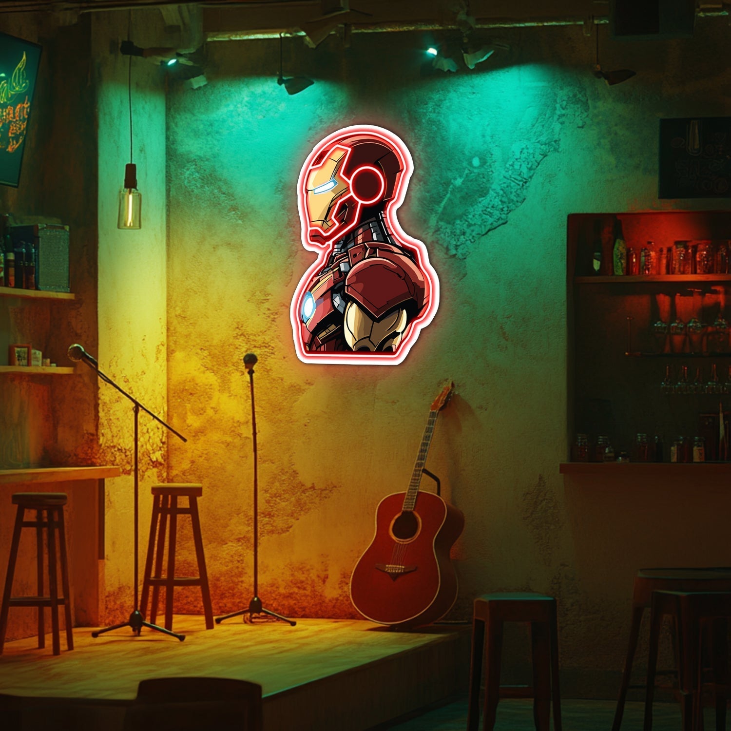 UV Printed Iron-Man Neon Wall Art- LV0076 Liviqon.co