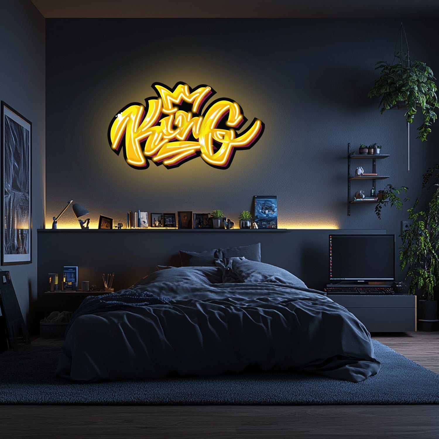 UV Printed King Neon Wall Art- LV0021 Liviqon.co