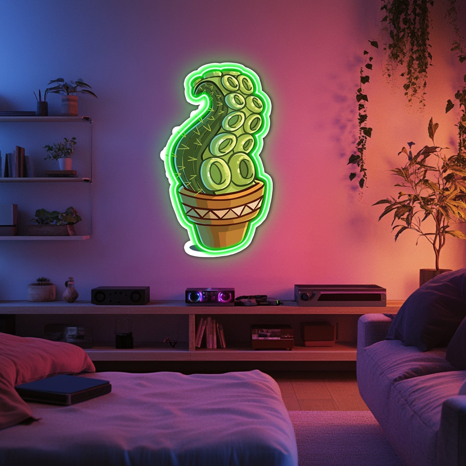 UV Printed Cactus Neon Wall Art- LV0061 Liviqon.co