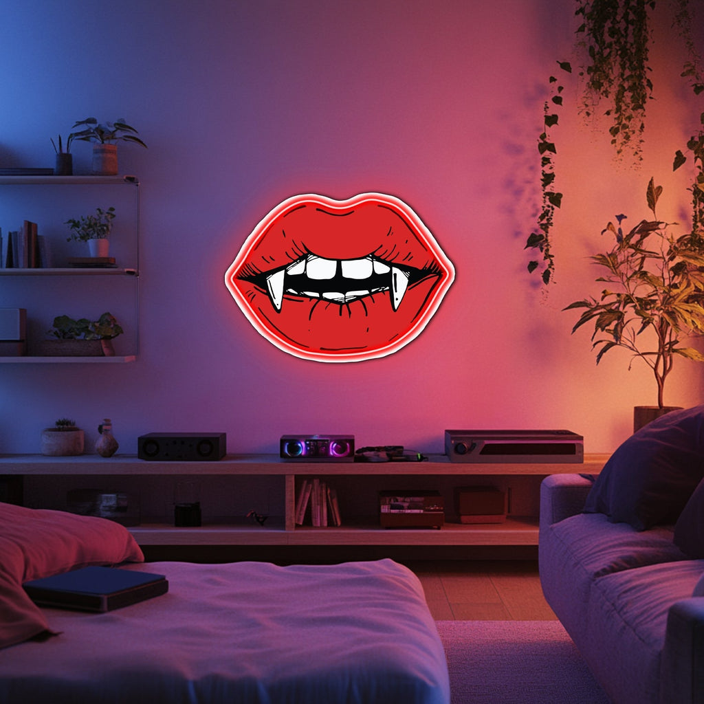 UV Printed Vampire Kiss Neon Wall Art- LV0054 Liviqon.co