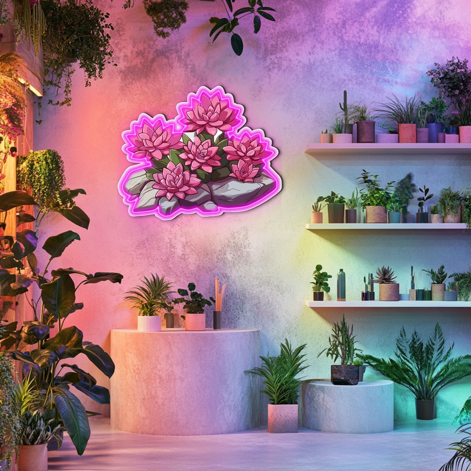UV Printed Flowers Neon Wall Art- LV0007 Liviqon.co