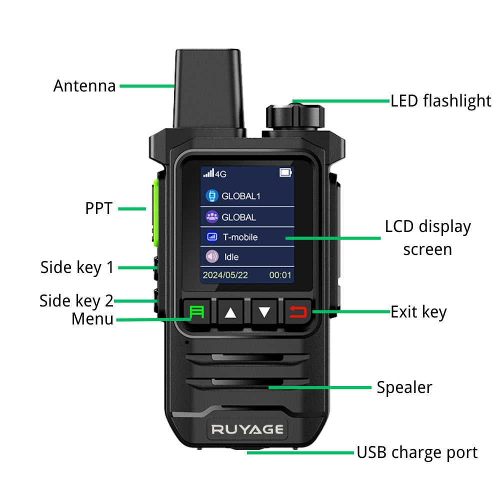 Ruyage X20 Nationwide Lte Two Way Radios Lifetime Free Unlimited Range Rechargeable Global 4g Poc,Portable Walkie Talkies Long Range for Adults Family Road Trip Truck Fleet 2 Pack Ruyage Radio