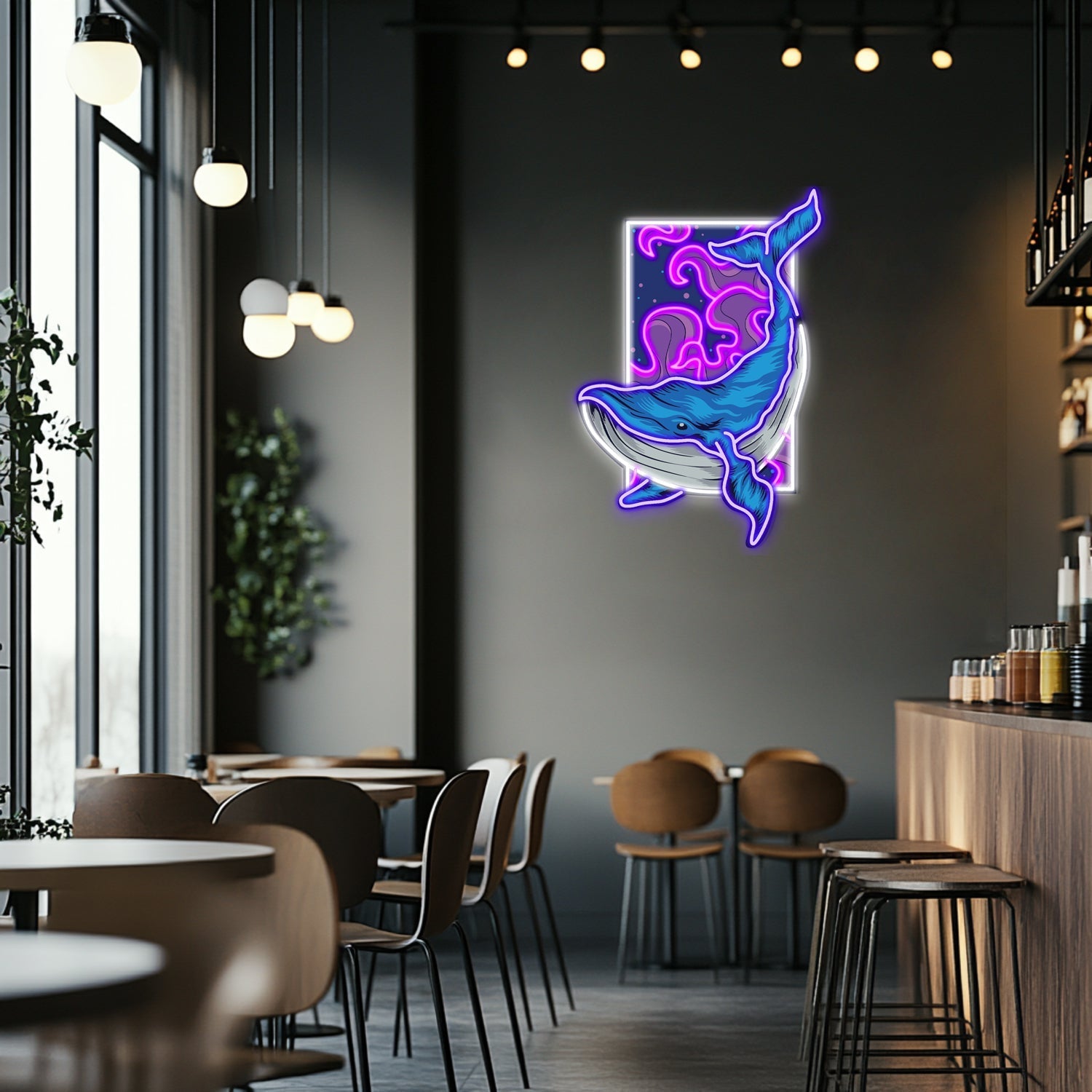 UV Printed Whale Neon Wall Art- LV0005 Liviqon.co