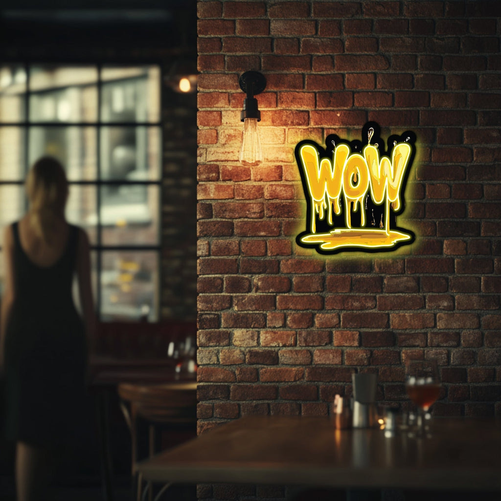 UV Printed WOW Neon Wall Art- LV0057 Liviqon.co