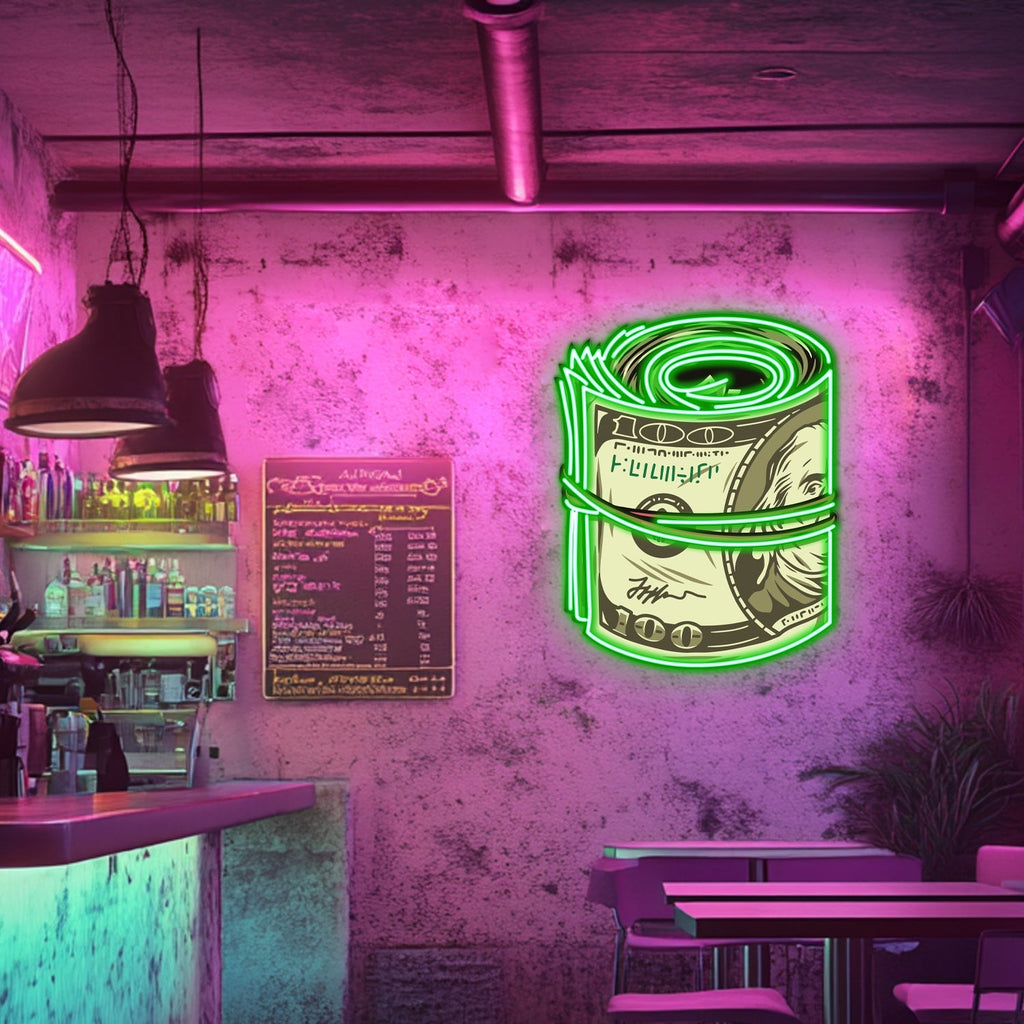 UV Printed Dollar Rulo Neon Wall Art- LV0067 Liviqon.co