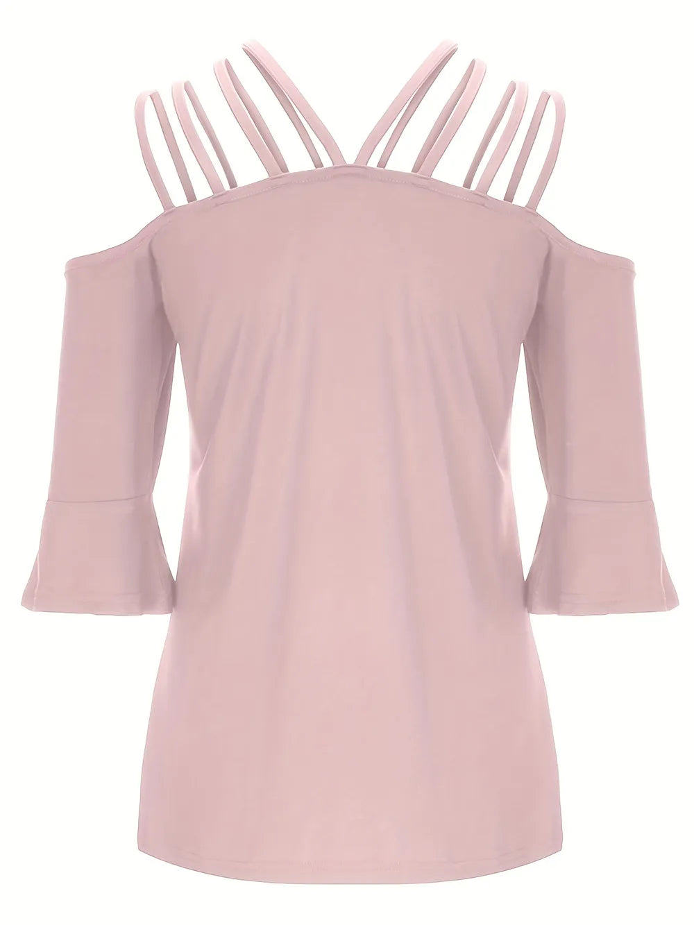 Women Full Size Cold Shoulder Three-Quarter Sleeve Blouse NicholesGifts