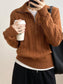 Cable-Knit Half Zip Long Sleeve Sweater