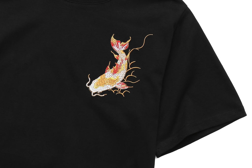 KH852 Golden Koi Fish Embroidery Tee Niepce