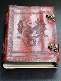 Papyrus Red Dragon Embossed Leather Bound 300 Page Sketchbook Notebook Carving Amazing Crystals
