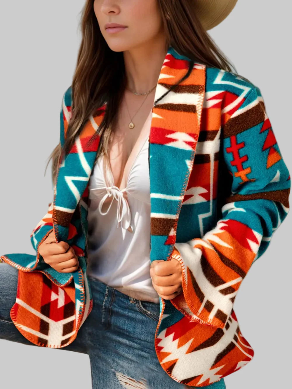 Women Collared Neck Long Sleeve Jacket NicholesGifts