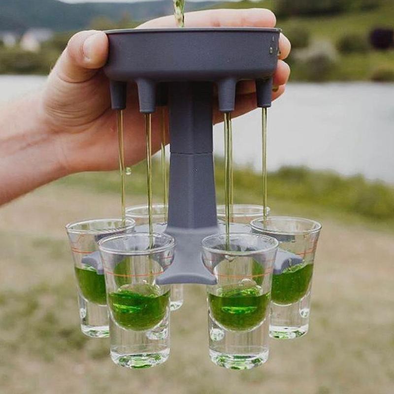 6 Shot Glass Dispenser Holder Carrier Caddy Liquor Dispenser Party Beverage Drinking Games Bar Cocktail Wine Quick Filling Tool