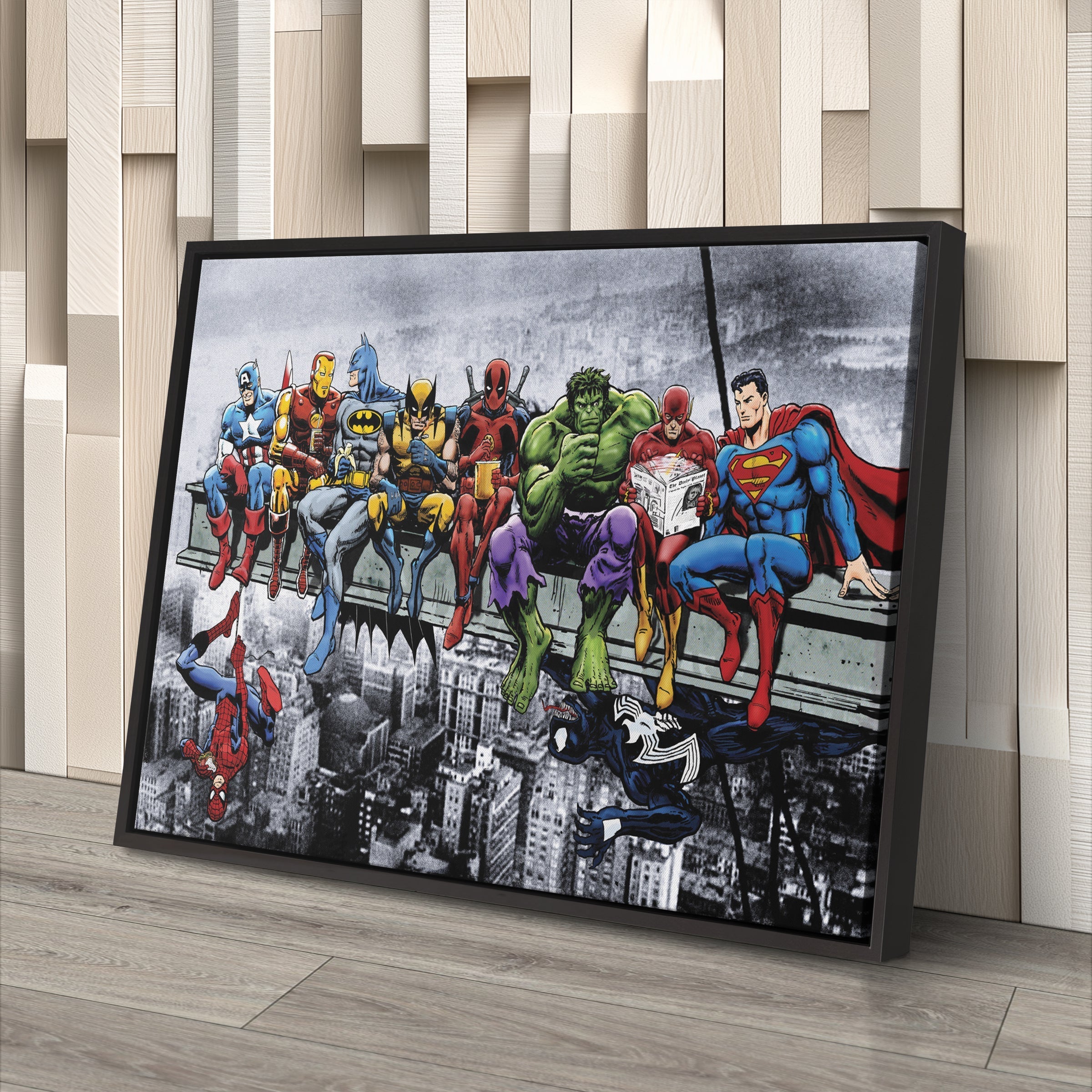 Superheroes Skyscraper Canvas – Marvel & DC Wall Art for Kids CanvasBlackArt