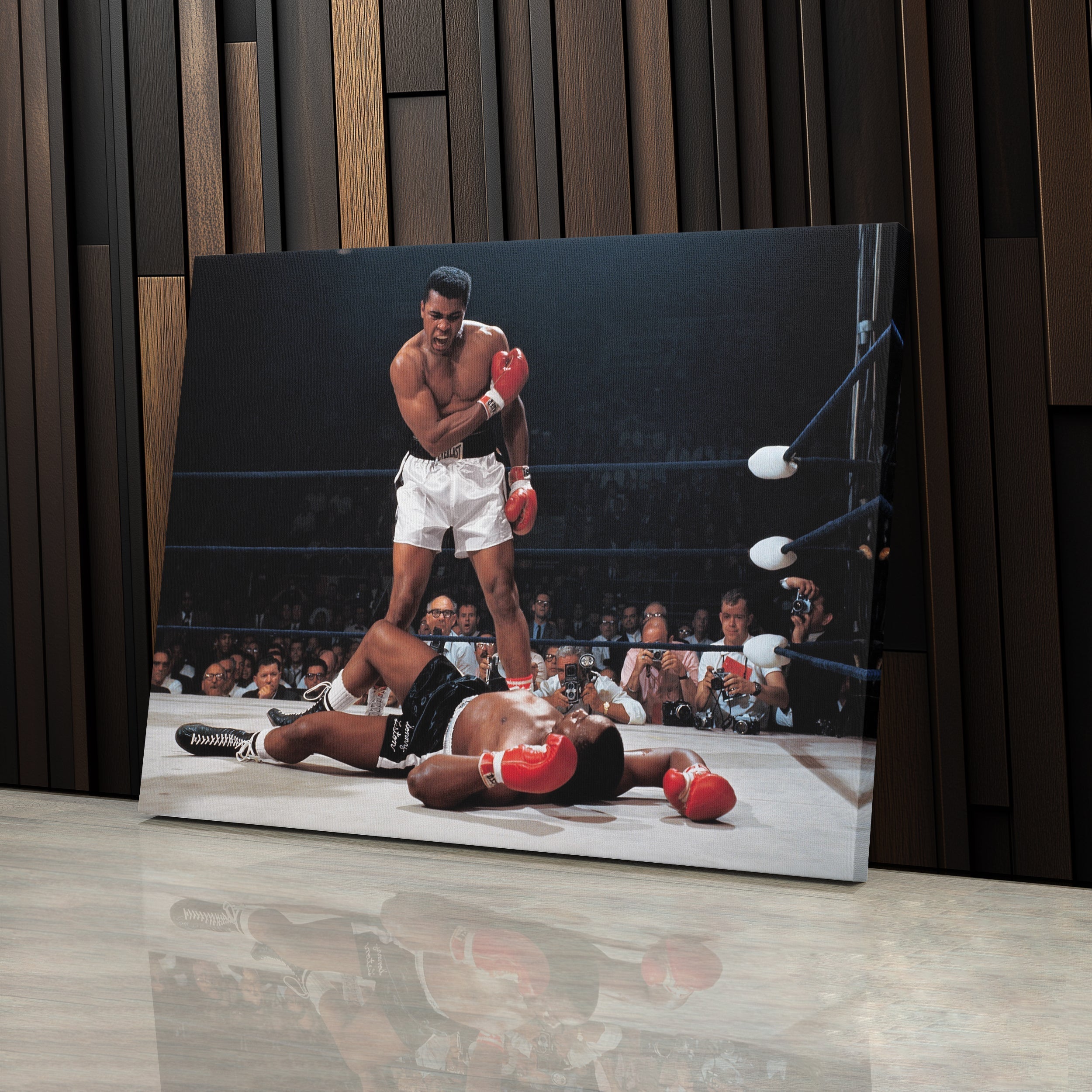 Muhammad Ali vs Sonny Liston Canvas – Phantom Punch Boxing Wall Art CanvasBlackArt