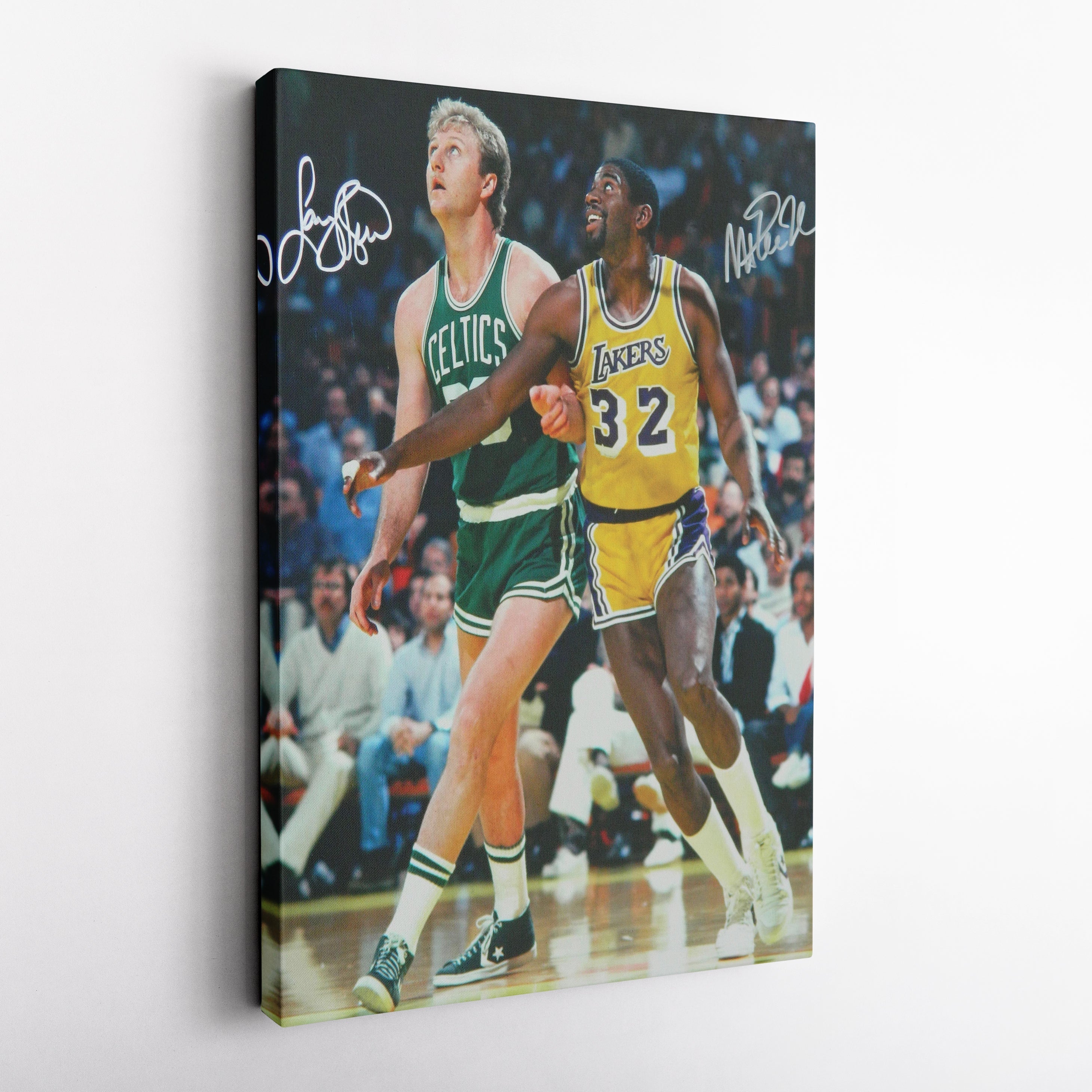 Larry Bird & Magic Johnson Canvas – Lakers vs Celtics Wall Art Print CanvasBlackArt