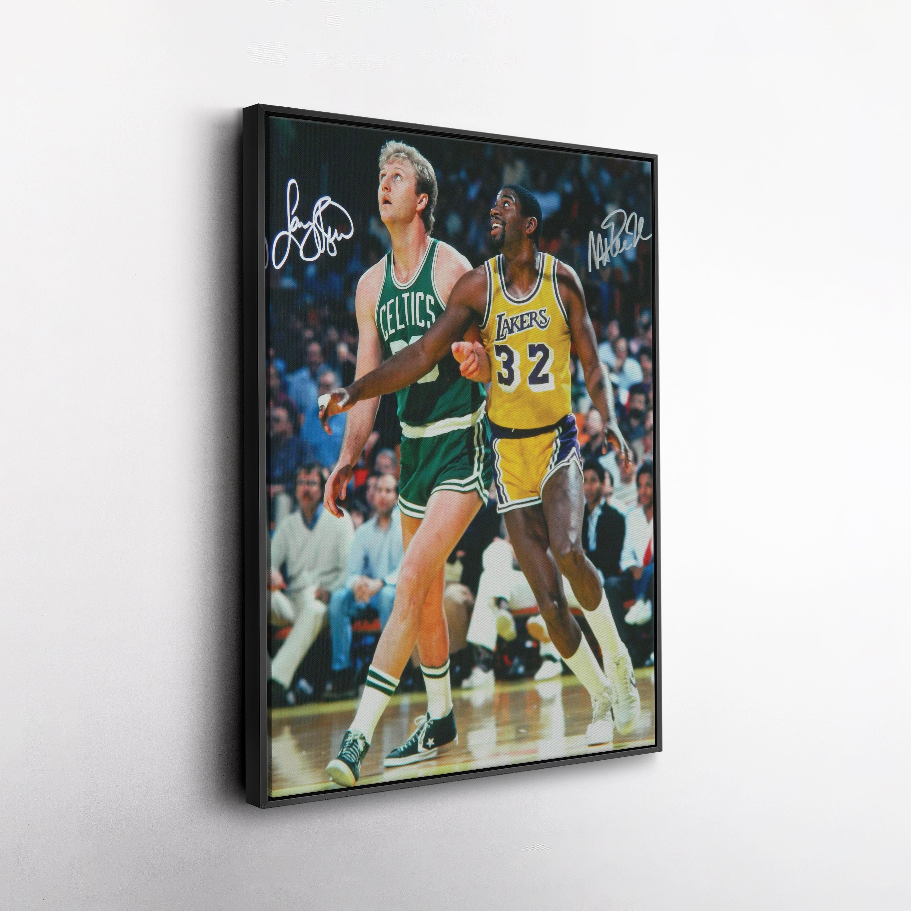 Larry Bird & Magic Johnson Canvas – Lakers vs Celtics Wall Art Print CanvasBlackArt