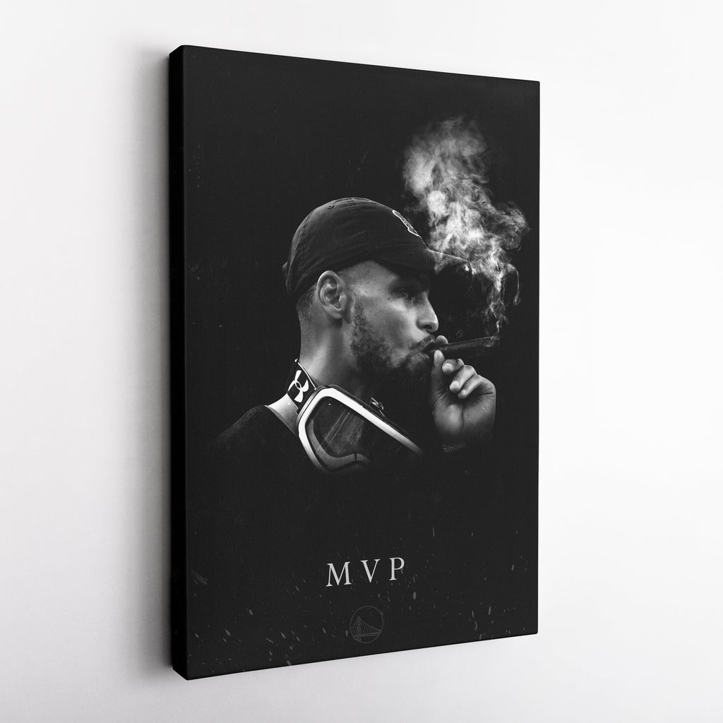 Stephen Curry Cigar Canvas – NBA Champion Wall Art CanvasBlackArt