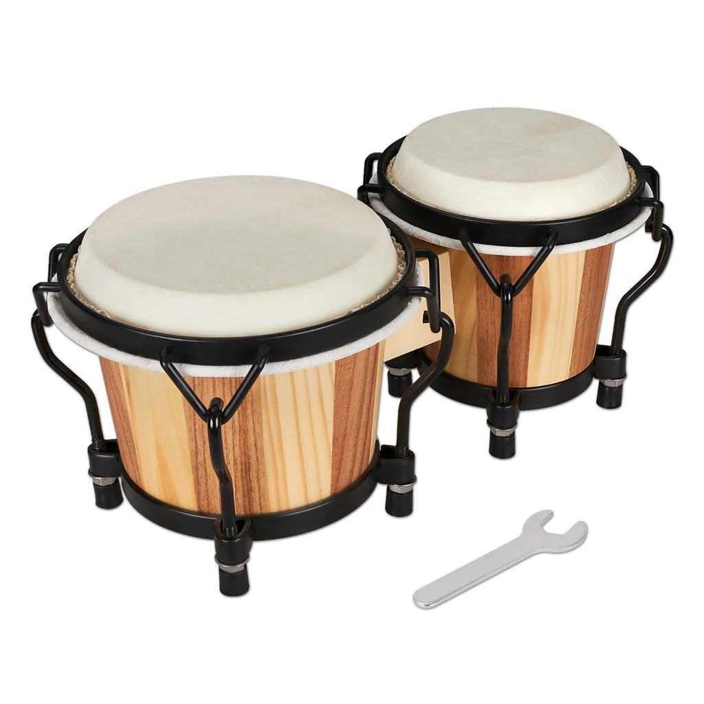 MUSICUBE Bongo Drum Set, 6” and 7” Percussion Instrument, Wooden and Metal Drum for Adult Kids Beginners Professionals with Tuning Wrench MindFreakArtistry