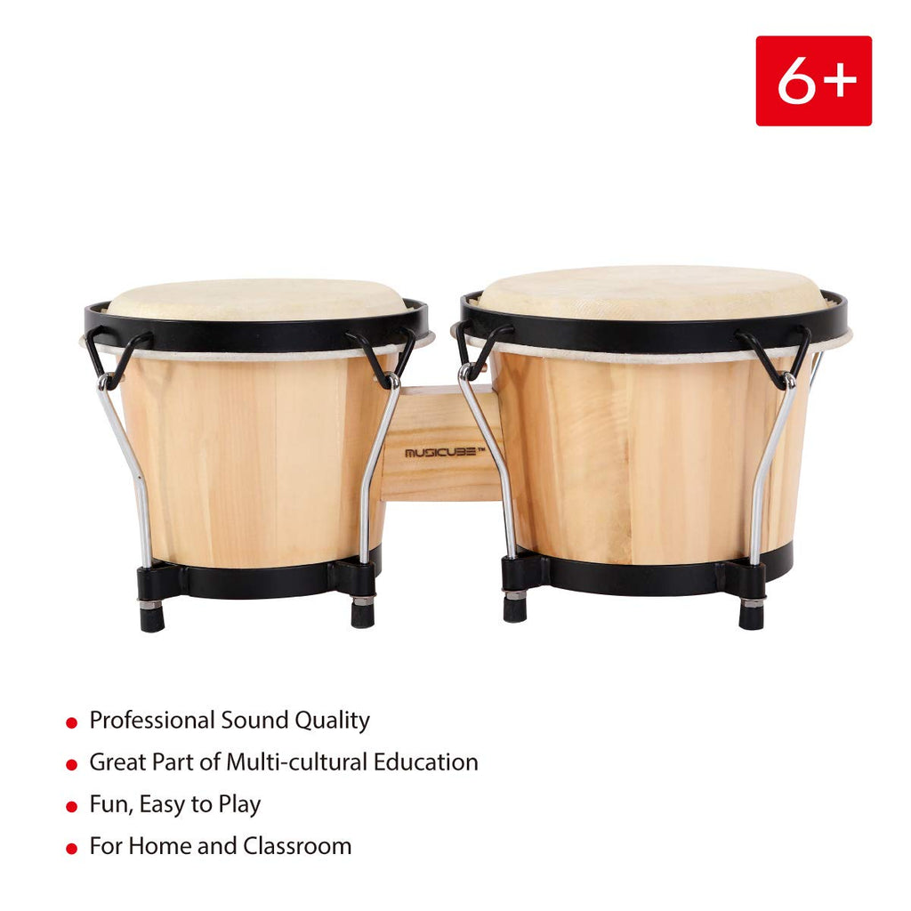 MUSICUBE Bongo Drum Set, 6” and 7” Percussion Instrument, Wooden and Metal Drum for Adult Kids Beginners Professionals with Tuning Wrench MindFreakArtistry