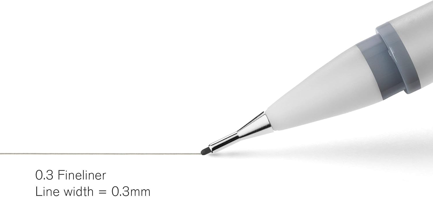 Winsor & Newton Fineliner Fine Point Pen, 0.3mm Tip, Cool Grey ShopSketchBox