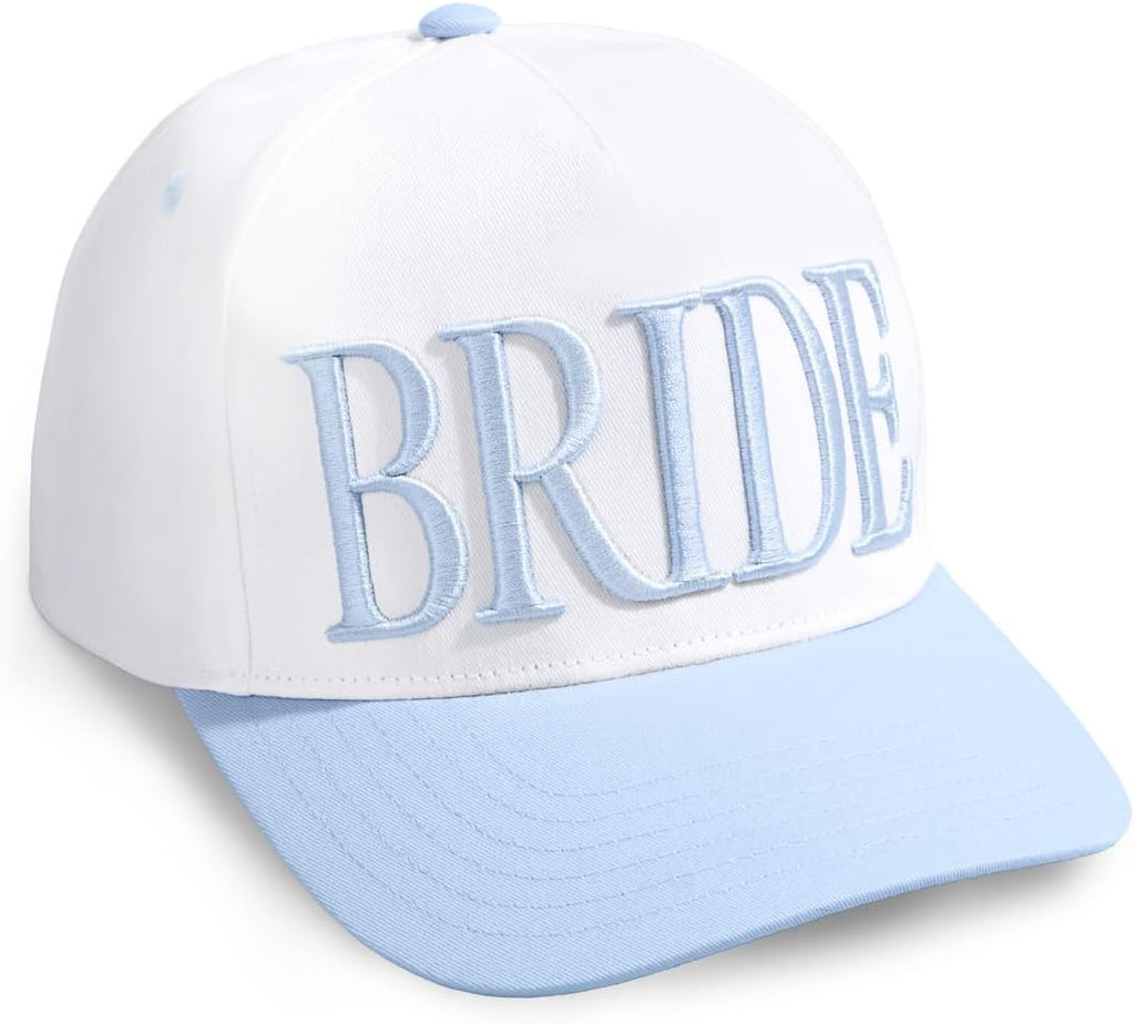 xo, Fetti White + Blue Bride Trucker Hat | Bachelorette Accessory, Bridal Headwear, Bach Party Decorations, Bridesmaid Gift, Wedding Cap 7DAY'S