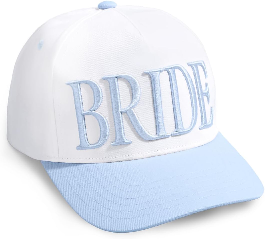 xo, Fetti White + Blue Bride Trucker Hat | Bachelorette Accessory, Bridal Headwear, Bach Party Decorations, Bridesmaid Gift, Wedding Cap 7DAY'S