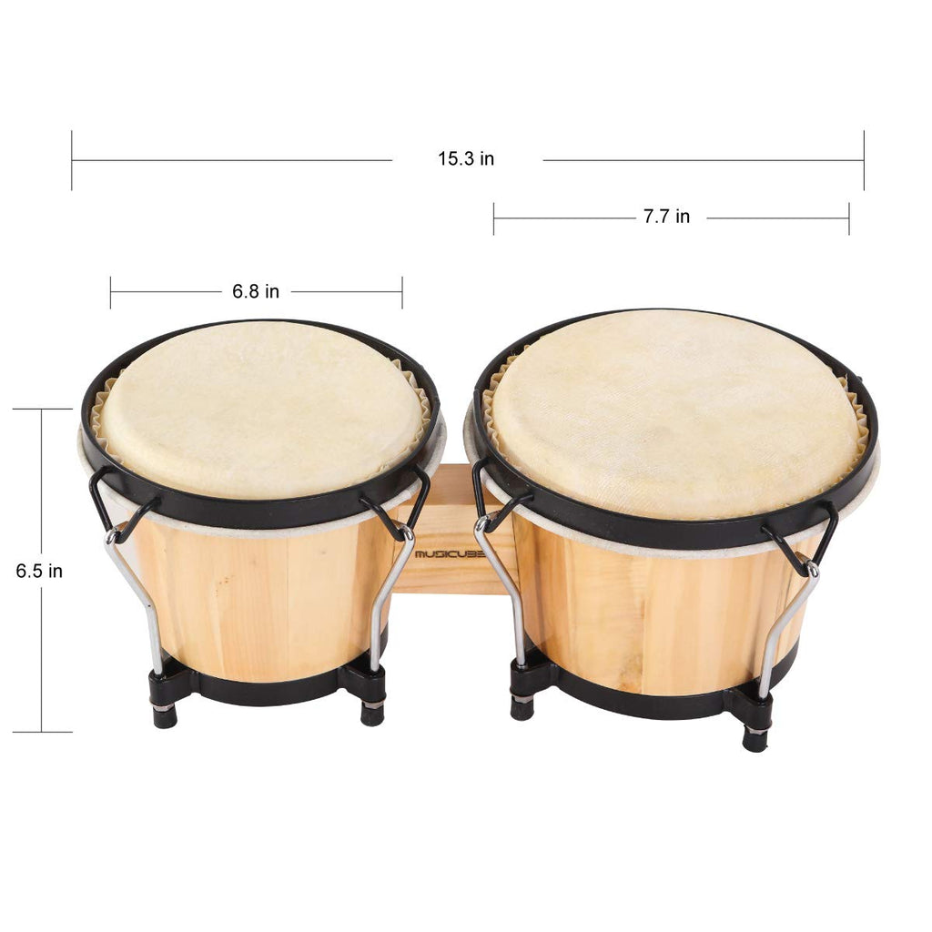 MUSICUBE Bongo Drum Set, 6” and 7” Percussion Instrument, Wooden and Metal Drum for Adult Kids Beginners Professionals with Tuning Wrench MindFreakArtistry