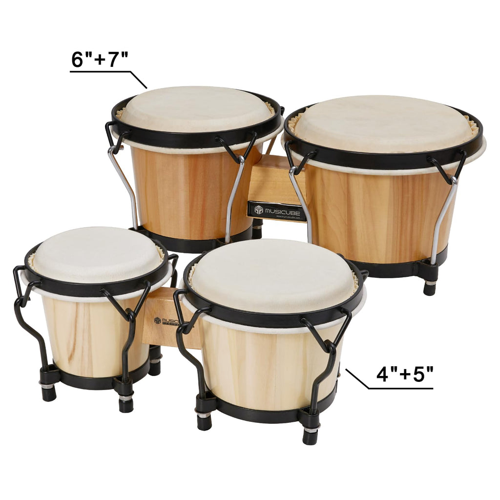 MUSICUBE Bongo Drum Set, 6” and 7” Percussion Instrument, Wooden and Metal Drum for Adult Kids Beginners Professionals with Tuning Wrench MindFreakArtistry