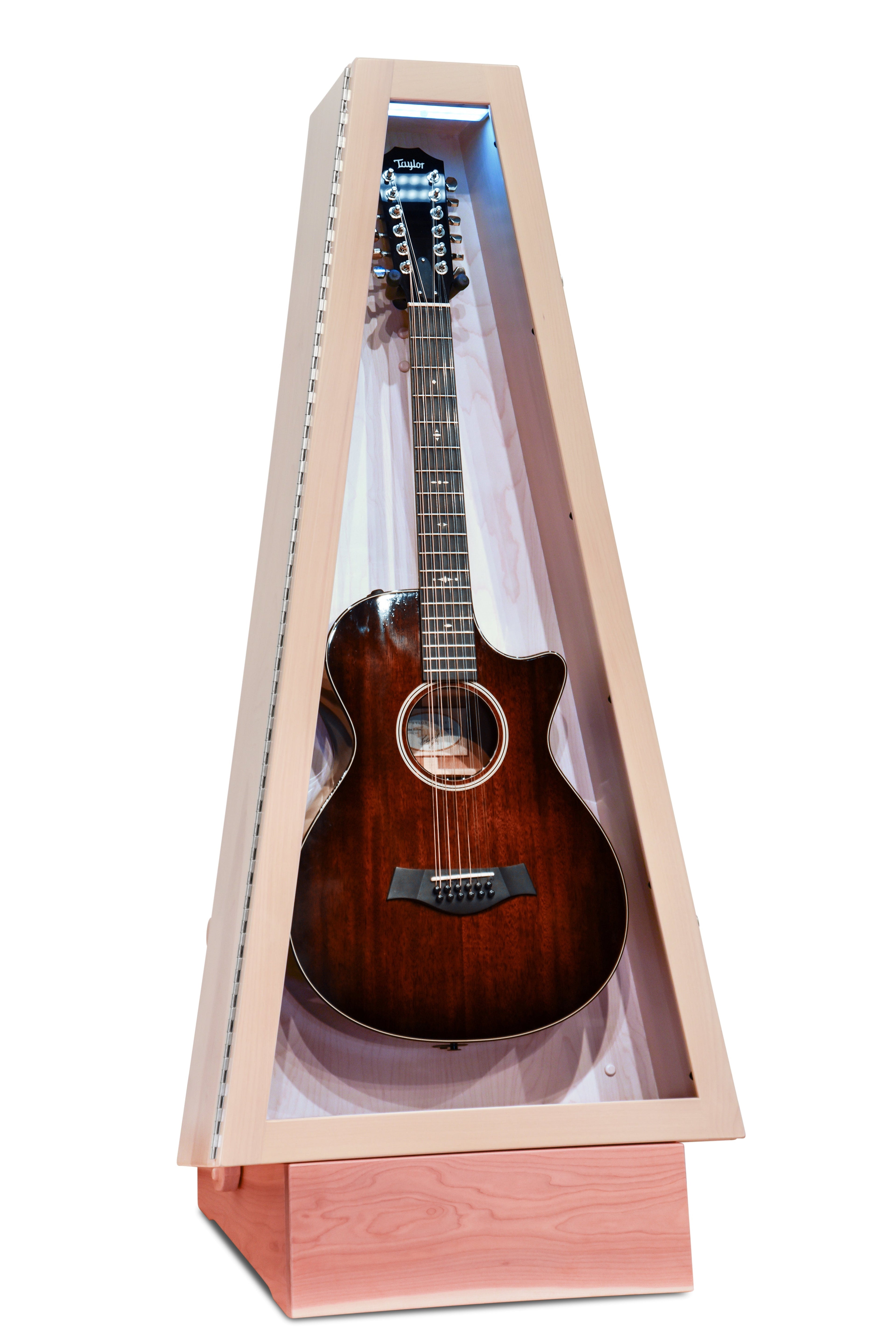 ClimaStand Triangle Humidor with Base - Birch with Campbell White Stain Acoustic Remedy Cases