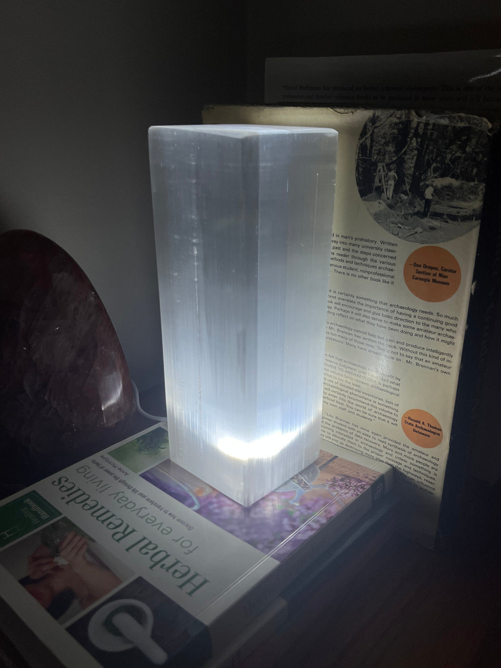 Selenite Lamp 8” Rectangle | Satin Spar Cleansing Crystal Curious Muse Crystals